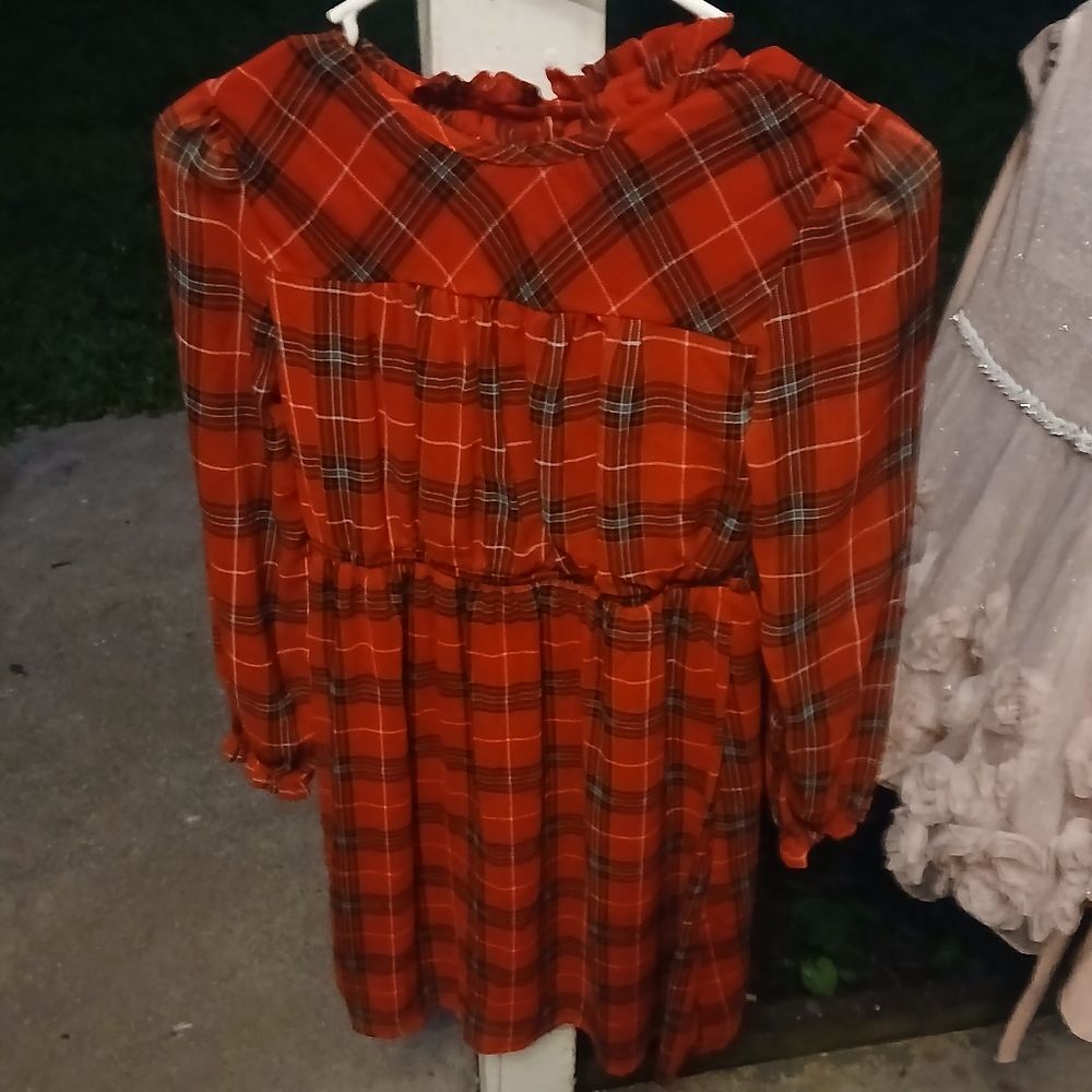 Wonder Nation Red Black Checkered Dress Size 10/12 - Picture 3 of 3